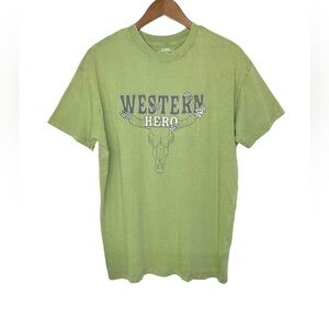 Cotton On Boyfriend Fit Western Hero Graphic Embroidered Tee T-Shirt Green NWT